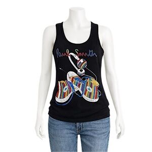 Paul Smith Black Tank Top with Colorful Sneaker Design